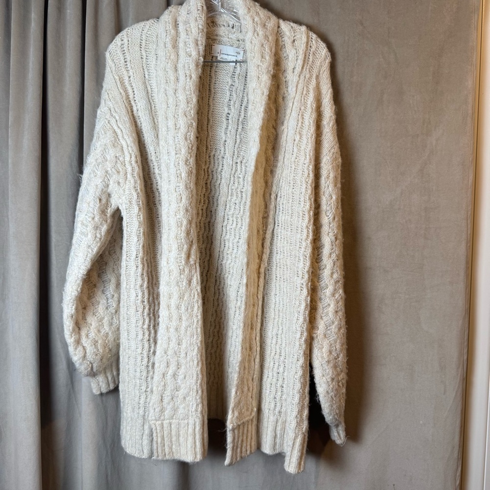 Anthropologie Rashida Cardigan Cream Knit Sweater chunky Open